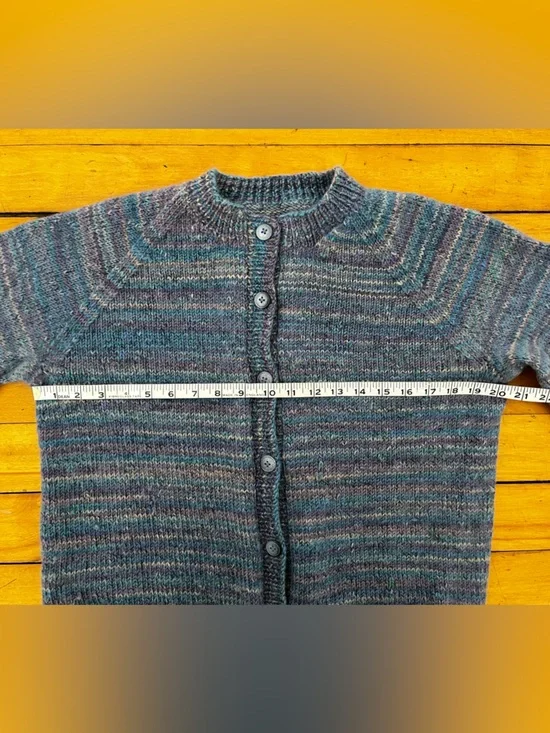 Handmade Heathered Wool Long Sleeve Cardigan, Size Medium - Picture 10 of 11